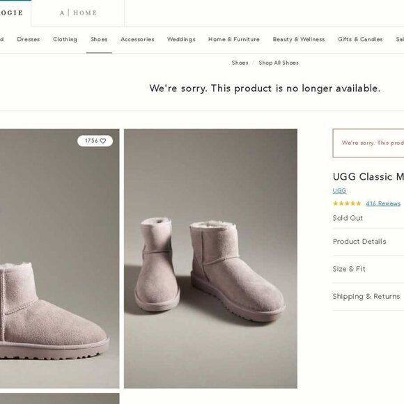 New women's 7 Ugg (from Anthropologie) Classic Mini II Boots in Pale Smoke - Picture 9 of 9